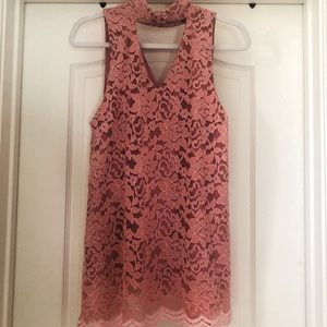 L&B Coral Lace Floral Peekaboo Front Sleeveless